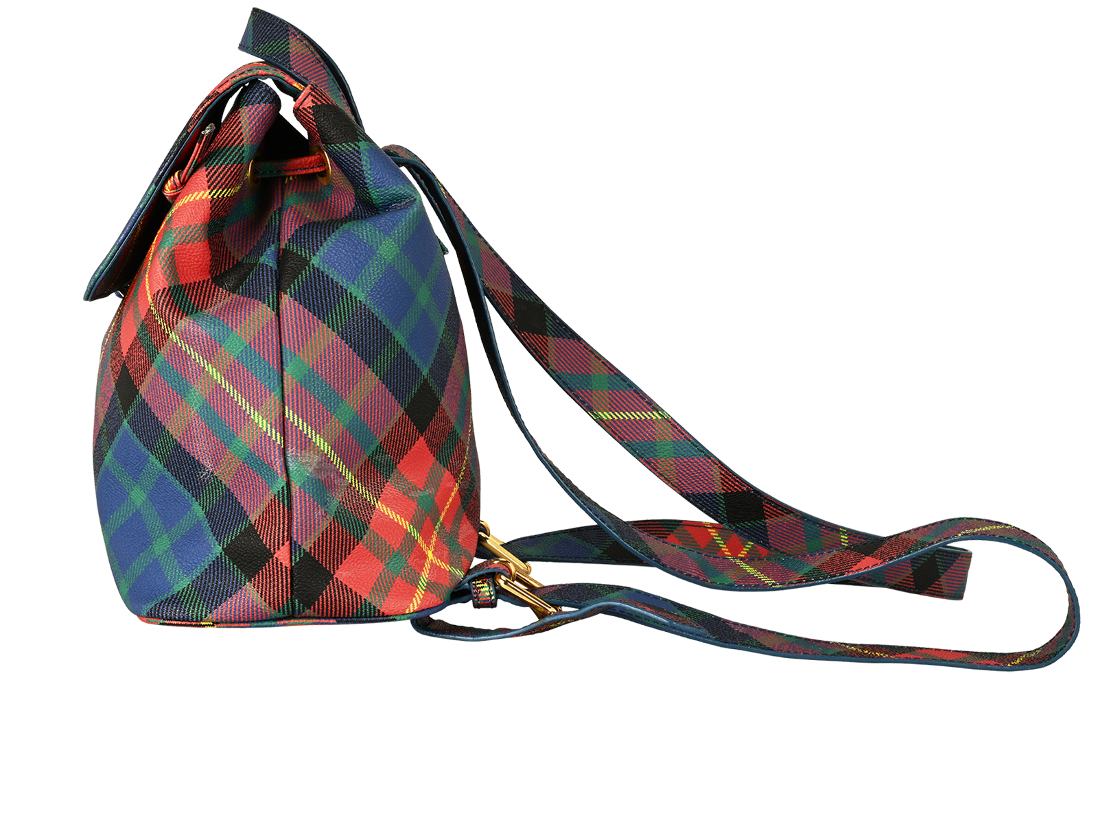 Tartan Backpack, &pound;195, Handbags, Blue, Canvas, Bottom view